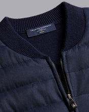 Load image into Gallery viewer, Merino Zip Through Hybrid Bomber Jacket - Navy