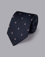 Load image into Gallery viewer, Stain Resistant Lapwing Silk Tie - Navy