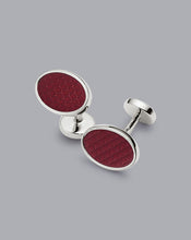 Load image into Gallery viewer, Enamel Textured Oval Cufflinks - Burgundy Red