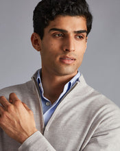 Load image into Gallery viewer, Merino Zip Neck Sweater - Silver