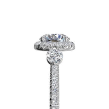 Load image into Gallery viewer, Ritani Three-Stone Halo Diamond Band Engagement Ring Style: 1RZ3701