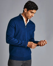 Load image into Gallery viewer, Merino Zip Neck Sweater - Royal Blue