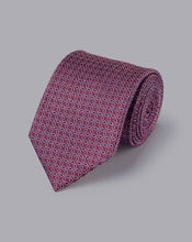 Load image into Gallery viewer, Stain Resistant Floral Silk Tie - Dark Pink