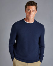 Load image into Gallery viewer, Cotton Merino Textured Crew Neck Sweater - Ink Blue