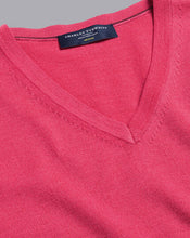 Load image into Gallery viewer, Merino V-Neck Sweater - Bright Pink