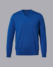 Load image into Gallery viewer, Merino V-Neck Sweater - Ocean Blue