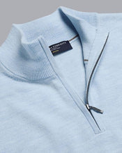 Load image into Gallery viewer, Merino Zip Neck Sweater - Light Blue