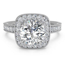 Load image into Gallery viewer, Ritani Vintage Cushion Halo Diamond Band Engagement Ring with Surprise Diamonds Style: 1RZ1698