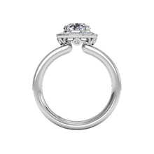 Load image into Gallery viewer, Ritani Vintage Cushion Halo Diamond Band Engagement Ring with Surprise Diamonds Style: 1RZ1698