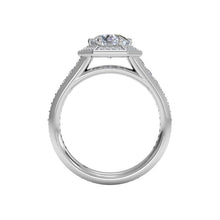 Load image into Gallery viewer, Ritani Vintage Hexagonal Halo Vaulted Diamond Band Engagement Ring Style: 1RZ3105