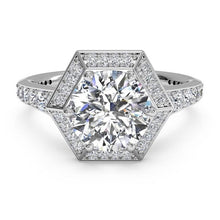 Load image into Gallery viewer, Ritani Vintage Hexagonal Halo Vaulted Diamond Band Engagement Ring Style: 1RZ3105