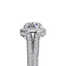 Load image into Gallery viewer, Ritani Masterwork Cushion Halo Diamond 'V' Band Engagement Ring 1RZ3152 SKU: 1RZ3152-4584