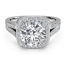 Load image into Gallery viewer, Ritani Masterwork Cushion Halo Diamond 'V' Band Engagement Ring 1RZ3152 SKU: 1RZ3152-4584