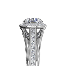 Load image into Gallery viewer, Ritani Masterwork Cushion Halo Vaulted Milgrain Diamond Engagement Ring with Surprise Diamonds Style: 1RZ3154