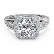 Load image into Gallery viewer, Ritani Masterwork Cushion Halo Vaulted Milgrain Diamond Engagement Ring with Surprise Diamonds Style: 1RZ3154