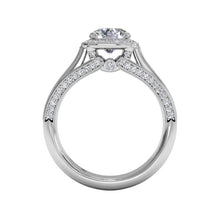 Load image into Gallery viewer, Ritani Masterwork Cushion Halo Vaulted Milgrain Diamond Engagement Ring with Surprise Diamonds Style: 1RZ3154