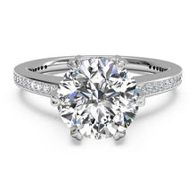 Load image into Gallery viewer, Ritani Solitaire Diamond Six-Prong Micropave Band Engagement Ring Style: 1RZ3268