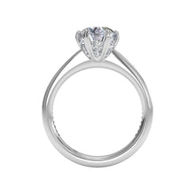 Load image into Gallery viewer, Ritani Solitaire Diamond Six-Prong Micropave Band Engagement Ring Style: 1RZ3268