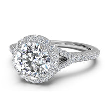 Load image into Gallery viewer, Ritani French-Set Halo Diamond 'V' Band Engagement Ring Style: 1RZ3766