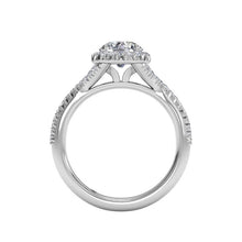Load image into Gallery viewer, Ritani French-Set Halo Diamond 'V' Band Engagement Ring Style: 1RZ3766