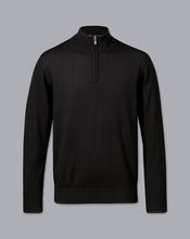 Load image into Gallery viewer, Merino Zip Neck Sweater - Black