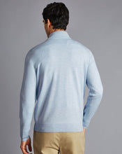 Load image into Gallery viewer, Merino Zip Neck Sweater - Light Blue