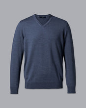 Load image into Gallery viewer, Merino V-Neck Sweater - Indigo Melange