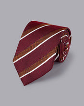 Load image into Gallery viewer, Silk Stripe Tie - Red