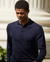 Load image into Gallery viewer, Merino Polo Sweater - Navy