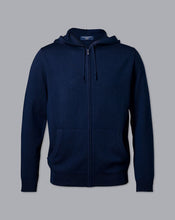 Load image into Gallery viewer, Merino Hooded Zip Through Sweater - Navy