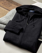 Load image into Gallery viewer, Merino Hooded Zip Through Sweater - Dark Charcoal