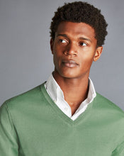 Load image into Gallery viewer, Merino V-Neck Sweater - Green