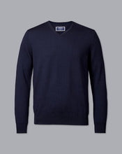 Load image into Gallery viewer, Merino V-Neck Sweater - Navy