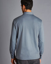 Load image into Gallery viewer, Smart Long Sleeve Jersey Polo - Steel Blue