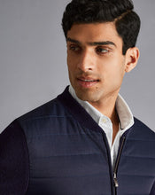 Load image into Gallery viewer, Merino Zip Through Hybrid Bomber Jacket - Navy