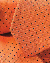 Load image into Gallery viewer, Stain Resistant Silk Textured Spot Tie - Orange & Navy