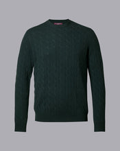 Load image into Gallery viewer, Cashmere Cable Knit Crew Neck Sweater - Forest Green