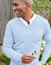 Load image into Gallery viewer, Merino V-Neck Sweater - Light Blue