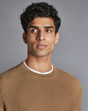 Load image into Gallery viewer, Cotton Merino Textured Crew Neck Sweater - Camel