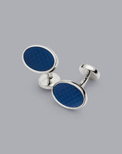 Load image into Gallery viewer, Enamel Textured Oval Cufflinks - Royal Blue