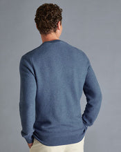 Load image into Gallery viewer, Cotton Merino Textured Crew Neck Sweater - Ocean Blue