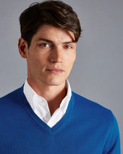Load image into Gallery viewer, Merino V-Neck Sweater - Ocean Blue