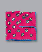 Load image into Gallery viewer, Floral Geometic Print Pocket Square - Bright Pink & Blue