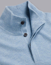 Load image into Gallery viewer, Merino Cashmere Button Neck Sweater - Sky Blue