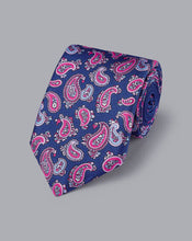 Load image into Gallery viewer, Italian Printed Silk Tie - Cobalt Blue