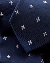 Load image into Gallery viewer, Stain Resistant Silk Fleur-de-lys Tie - French Blue