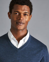 Load image into Gallery viewer, Merino V-Neck Sweater - Indigo Melange