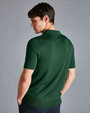 Load image into Gallery viewer, Merino Short Sleeve Polo Sweater - Dark Green