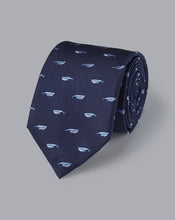 Load image into Gallery viewer, Whale Print Tie - Navy & Sky