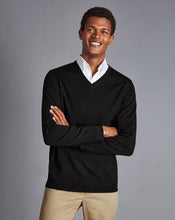 Load image into Gallery viewer, Merino V-Neck Sweater - Black